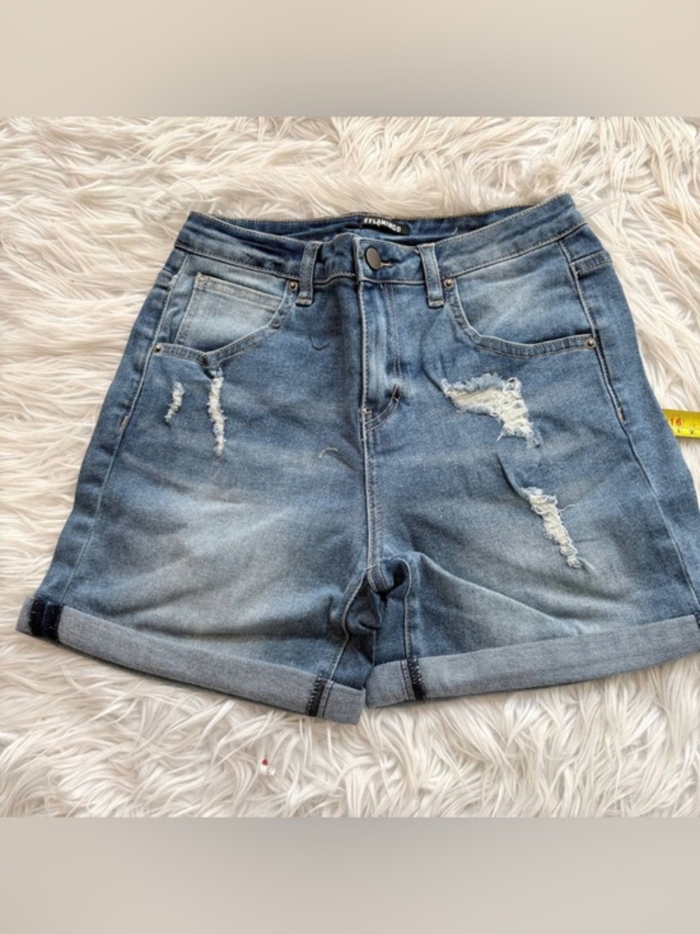 Flamingals distressed denim stretchy shorts size M FG12-6